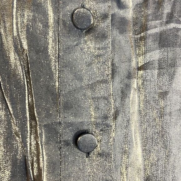 JR Nites by Caliendo Gold Metallic Button Down Blouse Medium Dressy Glam Evening - Picture 5 of 9